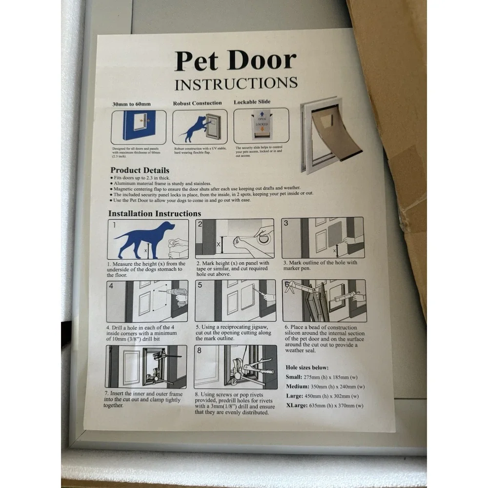 PATAPLUS Medium Pet Door | Heavy Duty Aluminum Frame | Lockable Slide | New